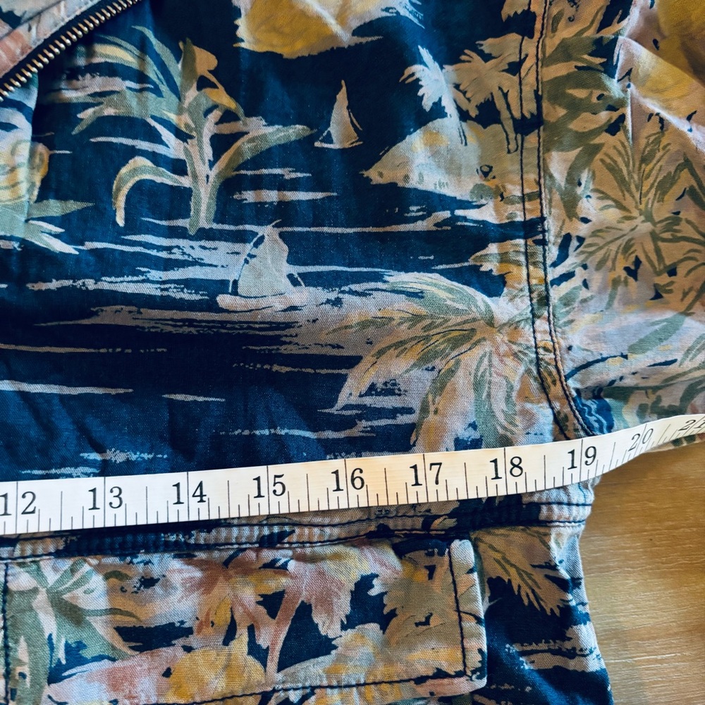 Gap Mockneck Drapey Utility Jacket Cotton Linen Blend, Aloha Tropical Print, Med - Picture 10 of 11